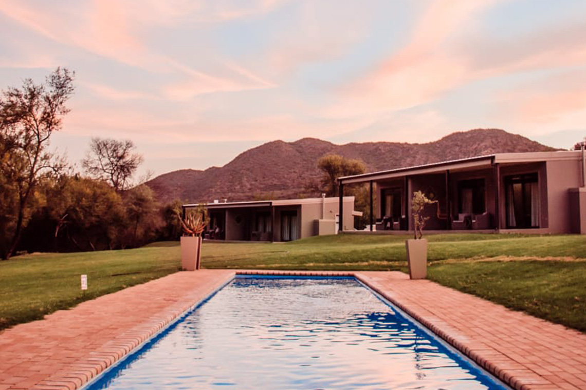 Pool Area at Sunset Wildehondekloof Private Game Reserve